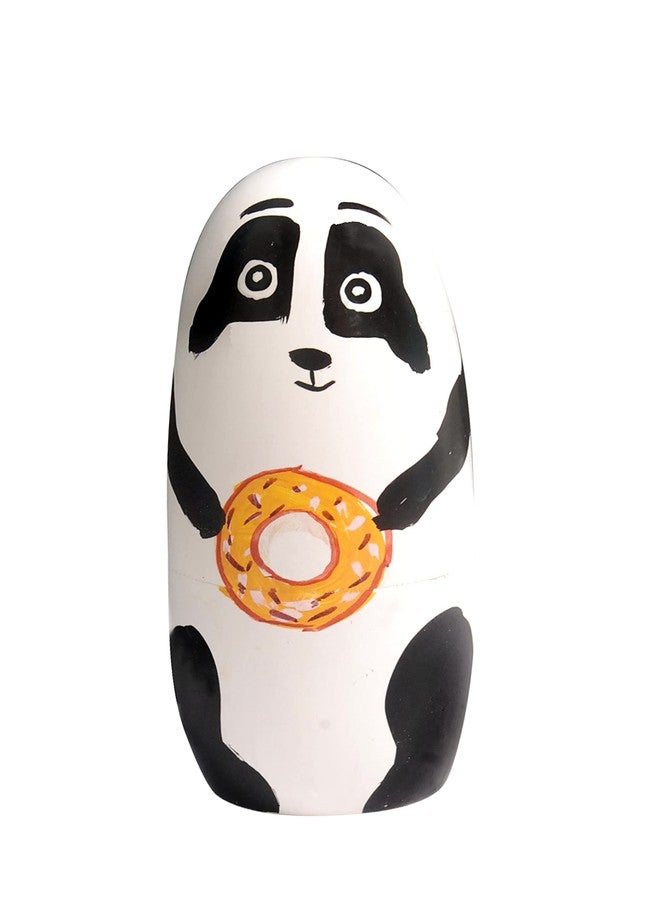 CHANNAPATNA TOYS Indian Wooden Panda Russian Nesting Dolls for Kids (2 Years+) - 6 Inch Multicolor - Set of 5 pcs | Activity Toy for Babies - Image 4